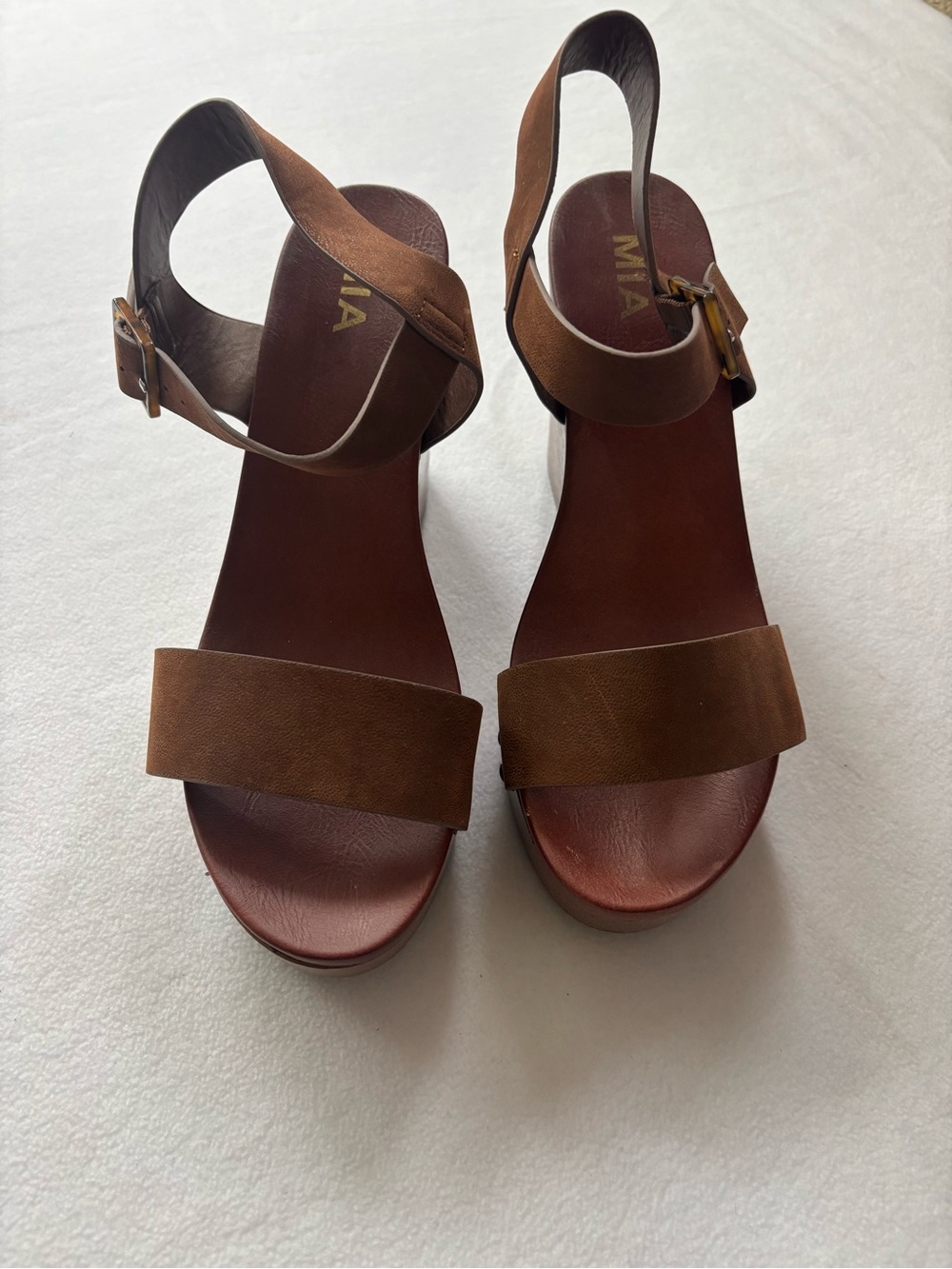 Mia Platform Wedge Sandals with Ankle Strap Sz 8.5 - Picture 3 of 7